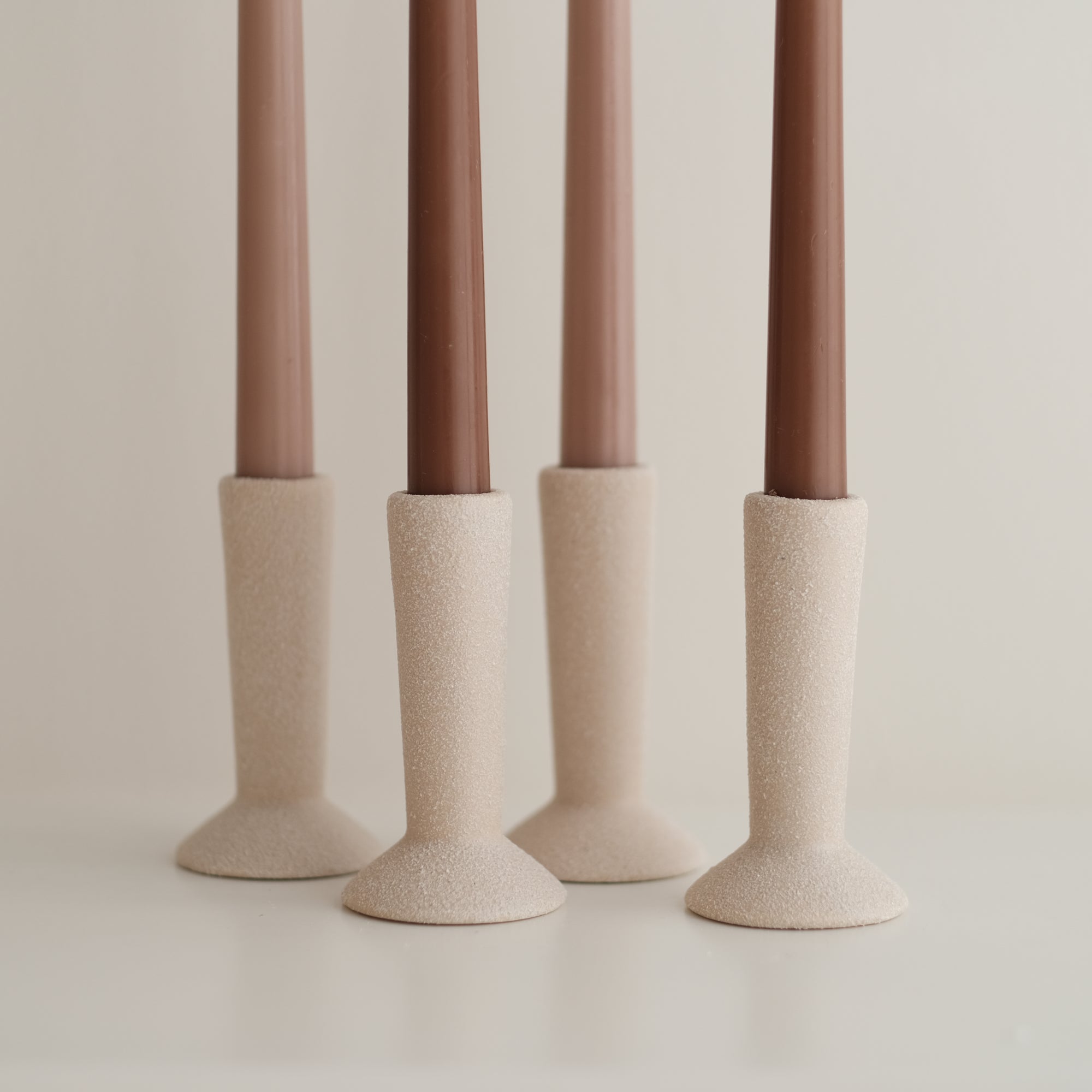Sandy Beige Ceramic Candle Holder (Pack of 4)