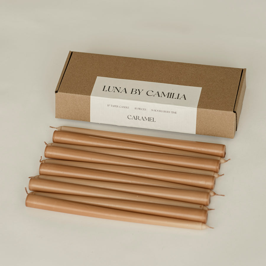 Luna by Camilia 12 inch Taper Candles 10 Pieces/Pack