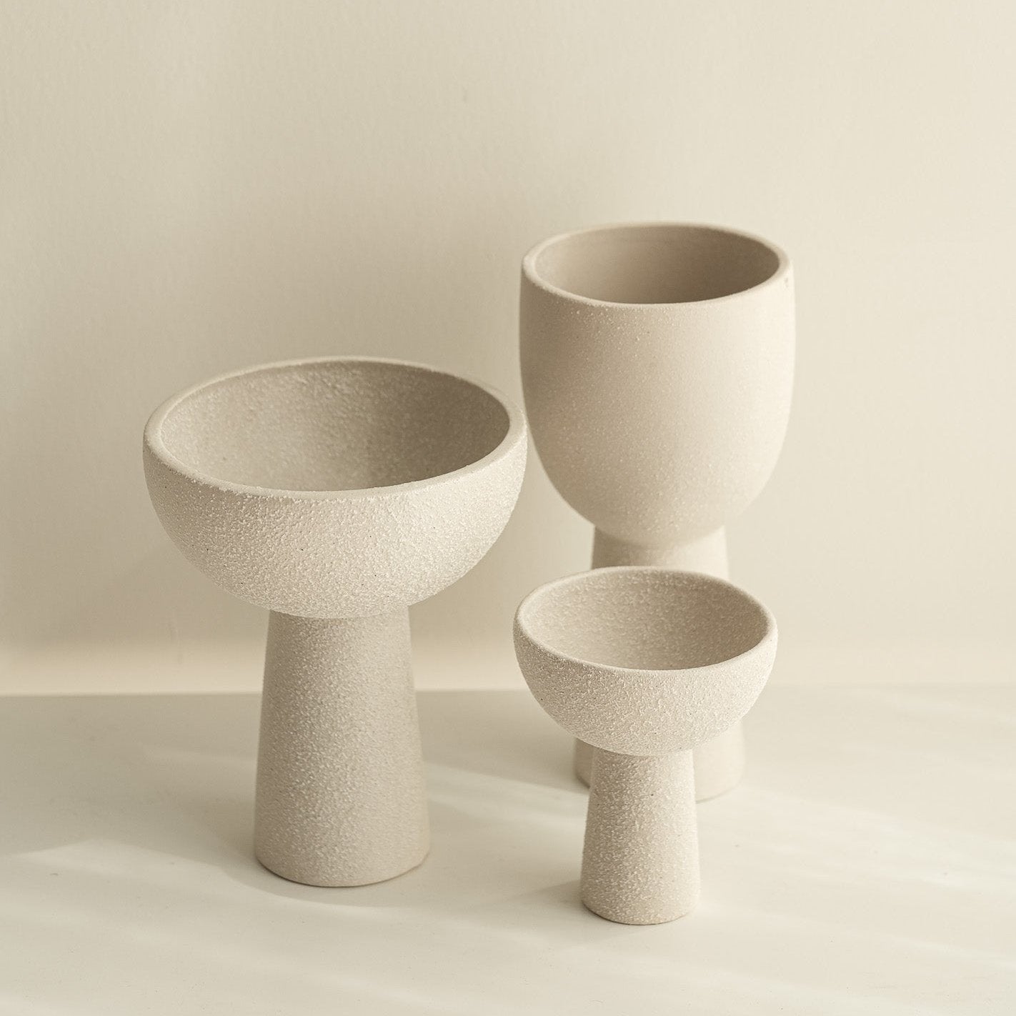 Lotus Pedestal Ceramic Vases