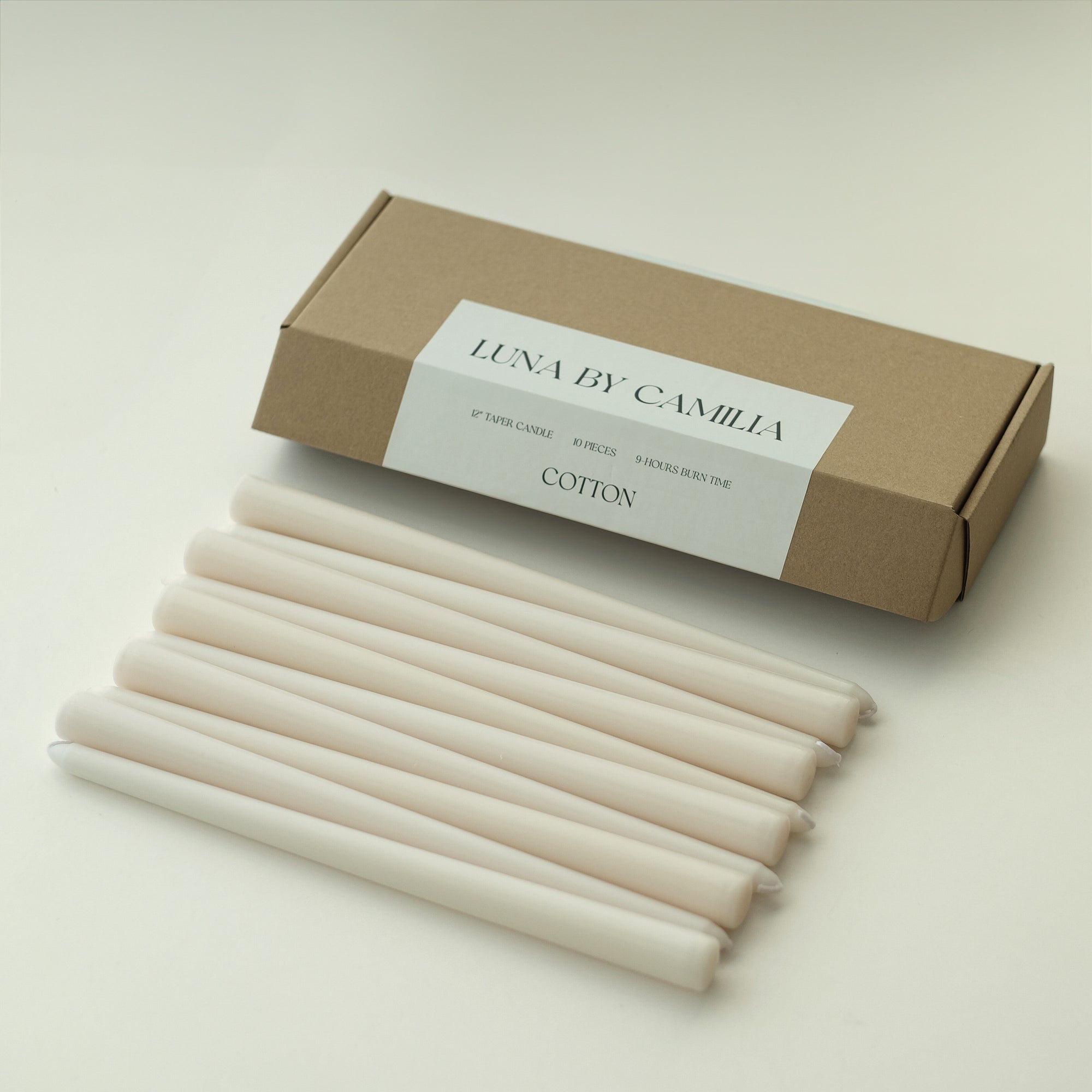 Luna by Camilia 12 inch Taper Candles 10 Pieces/Pack