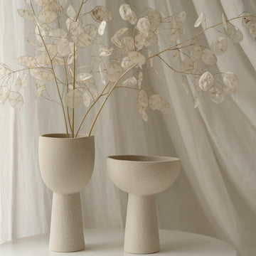 Lotus Pedestal Ceramic Vases
