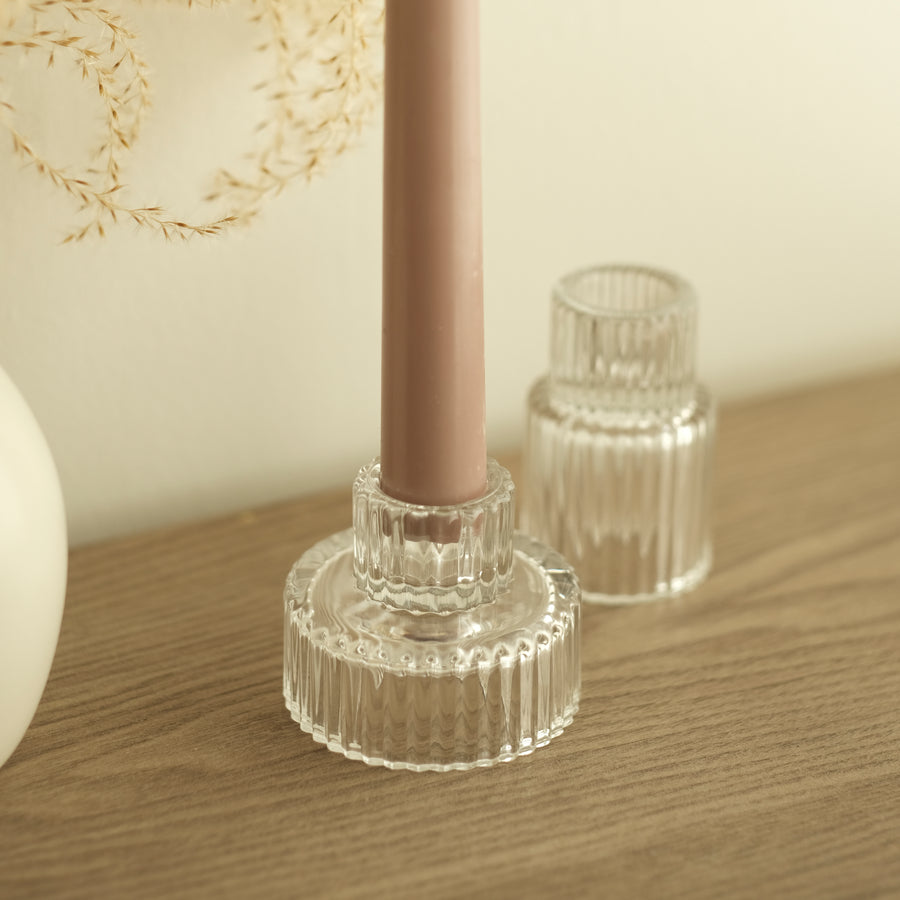 Ridged Glass Candle Holder (Pack of 10)