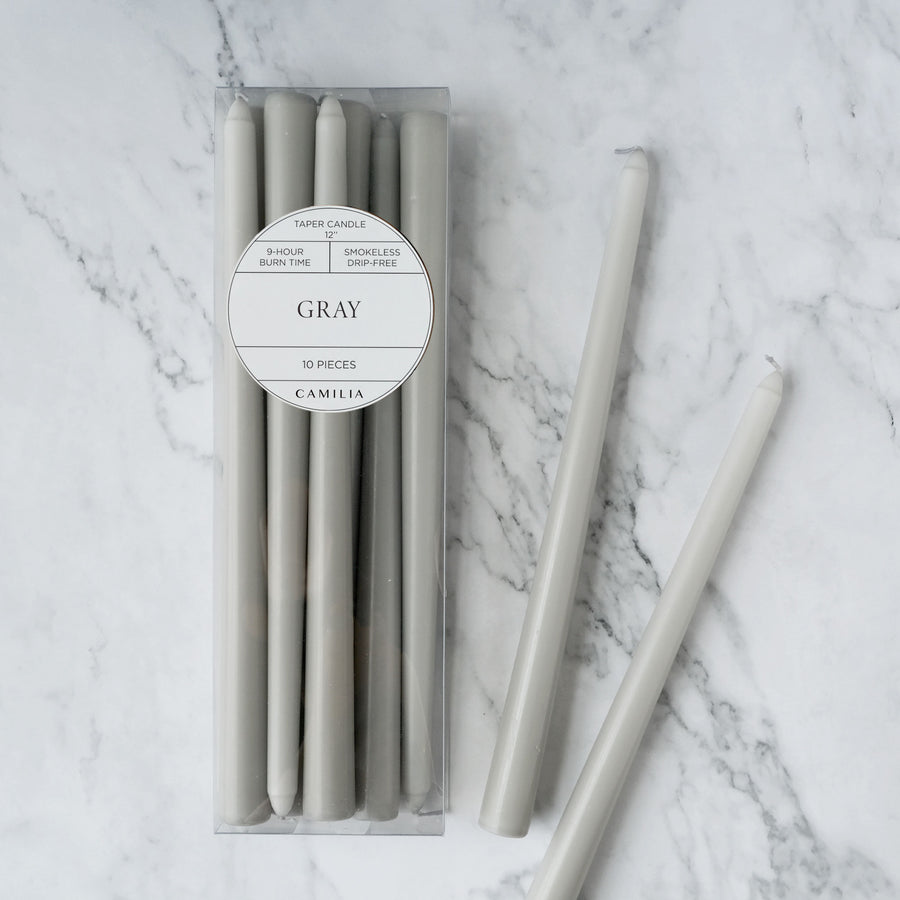 Gray Taper Candles 